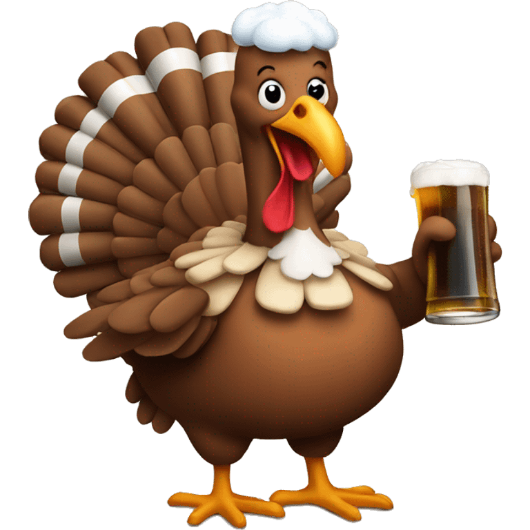 happy turkey drinking a beer emoji