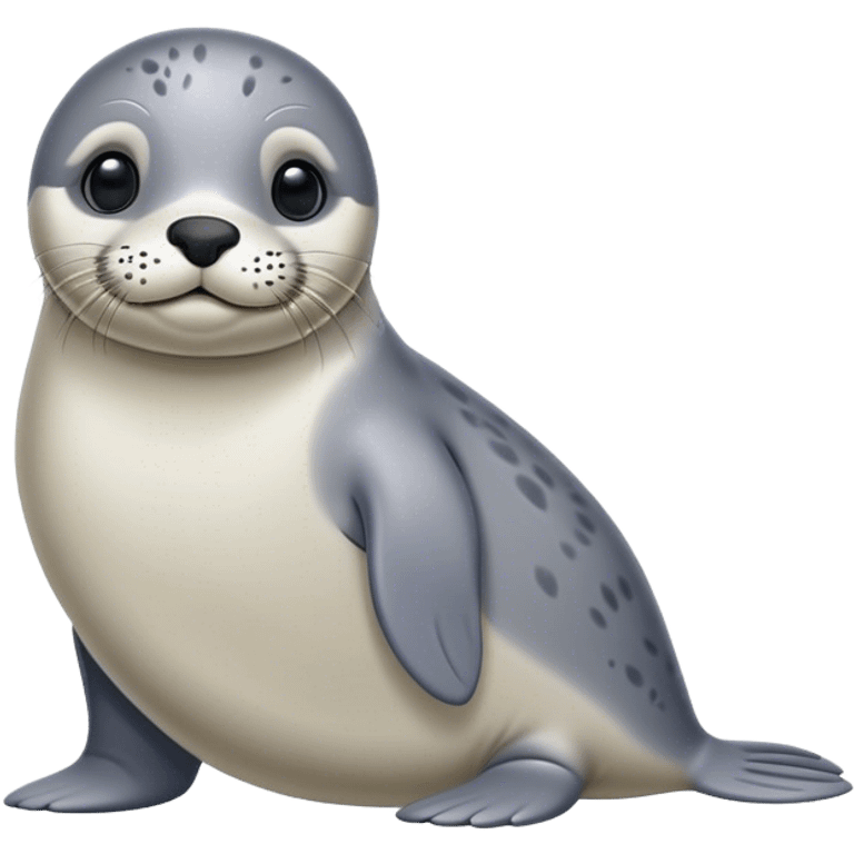 Cute, Disney-style harbor seal full body emoji