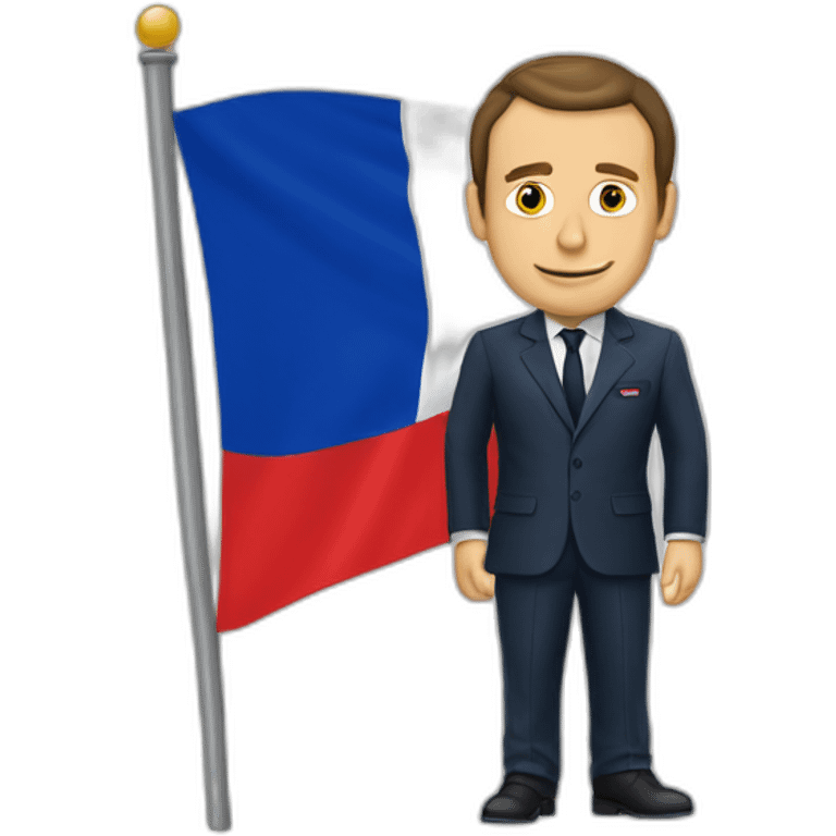 Macron avec un drapeau francais emoji