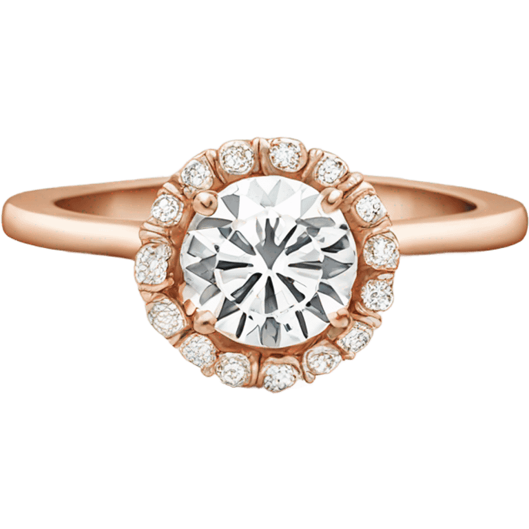 Rose gold engagement ring with round diamond emoji