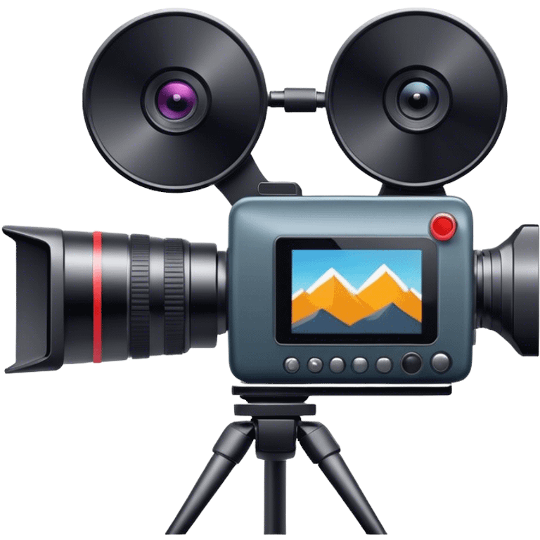 Create an emoji for video shooting. Show a video camera with a recording icon. Use modern, professional colors. Do not include any emojis or smiley faces. Make the background transparent. emoji