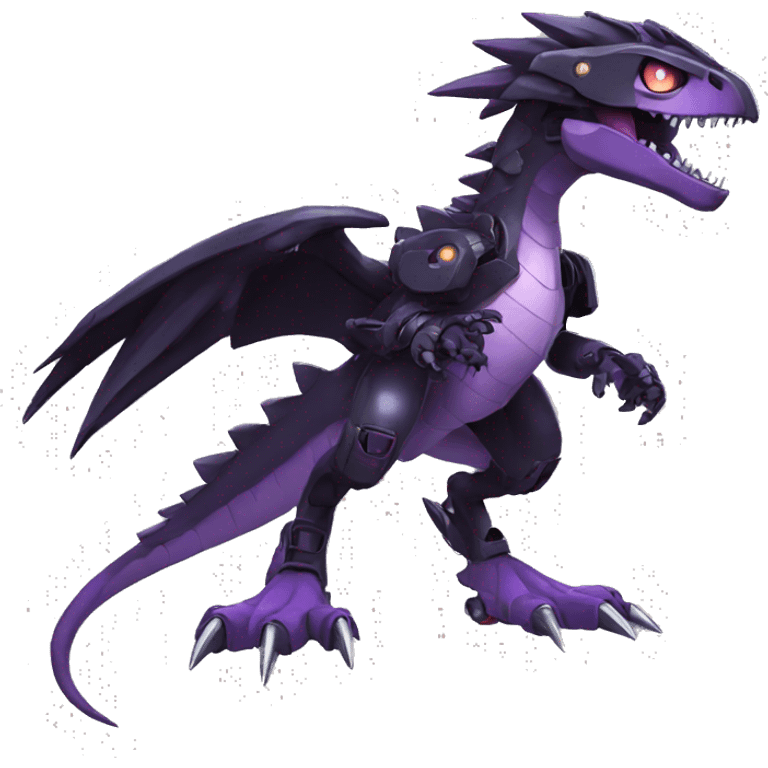  Cool Edgy Black Purple Digimon-Fakemon-Raptor-Dragon-Mecha full body emoji