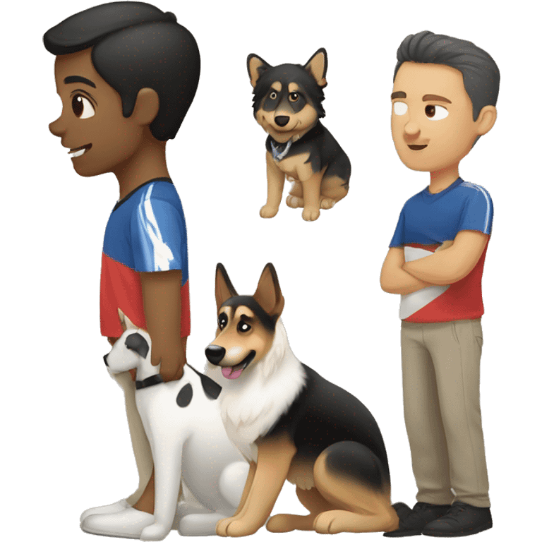 Filipino girl, white guy, German shepherd  emoji