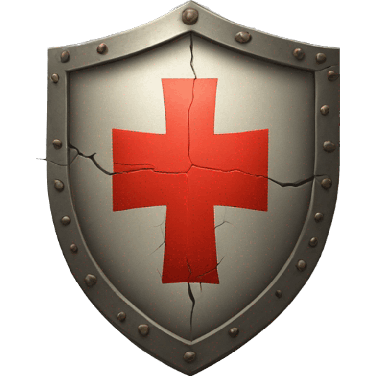 shield with a crack and red cross on it emoji