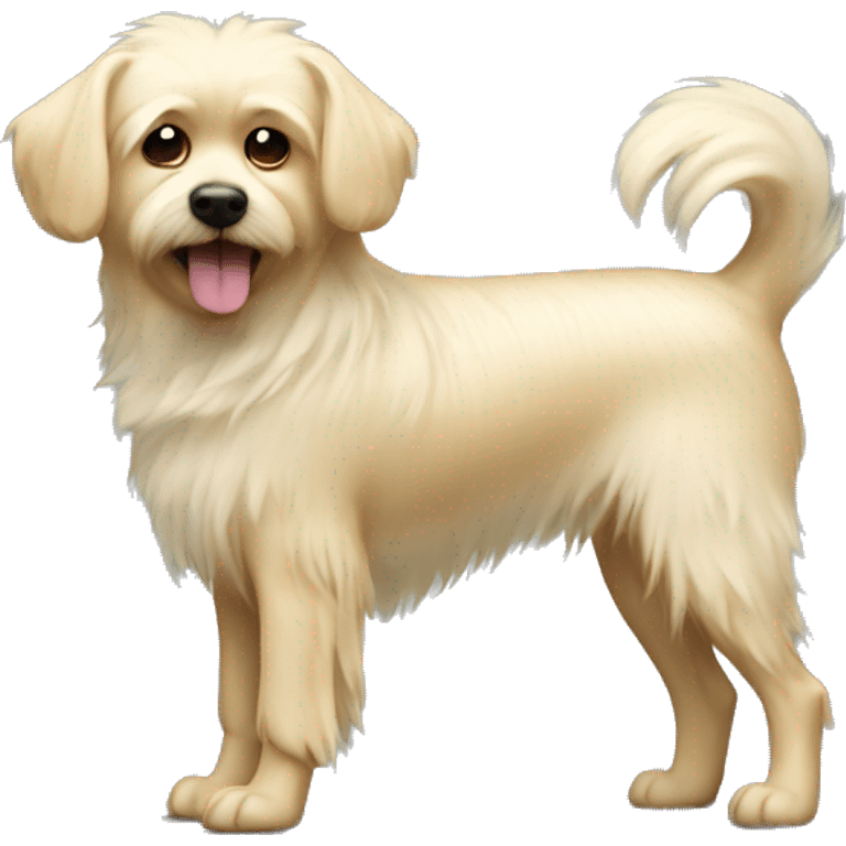 Light blonde small dog with shaggy fur full body emoji