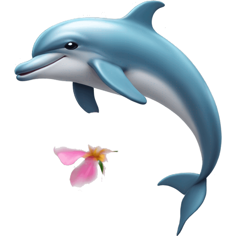 Dolphin with flower emoji