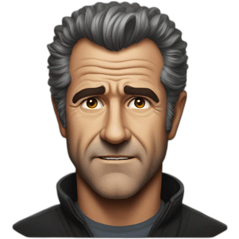 Mel Gibson portrait without smile emoji