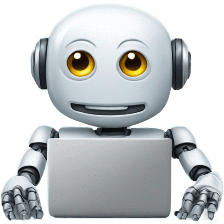 friendly happy robot on computer emoji