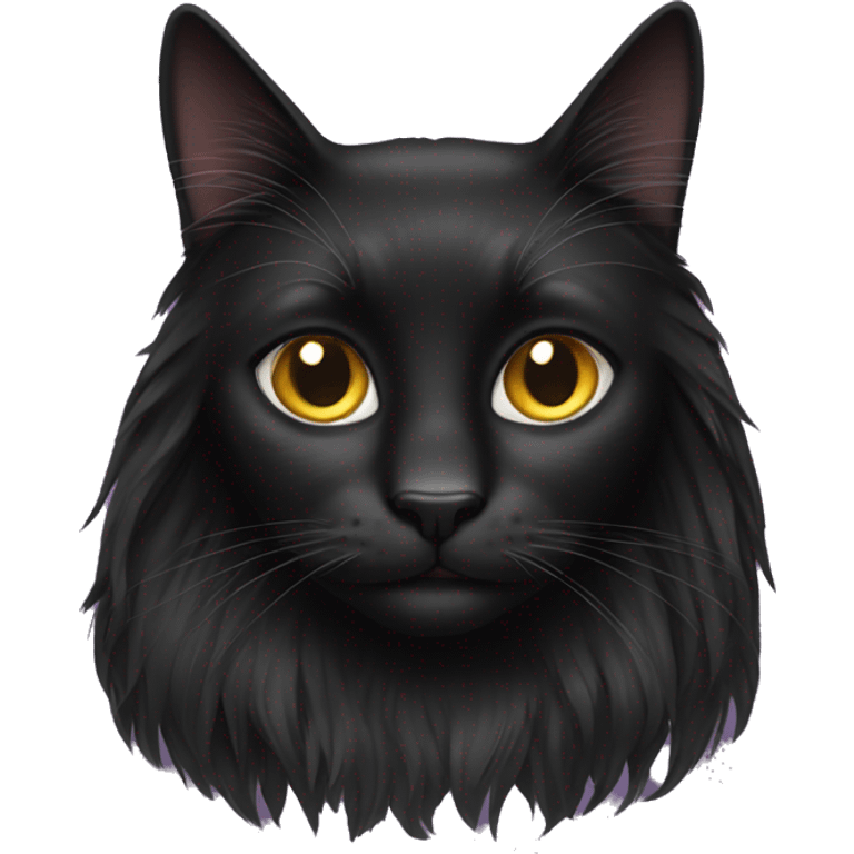 Long hair black cat emoji