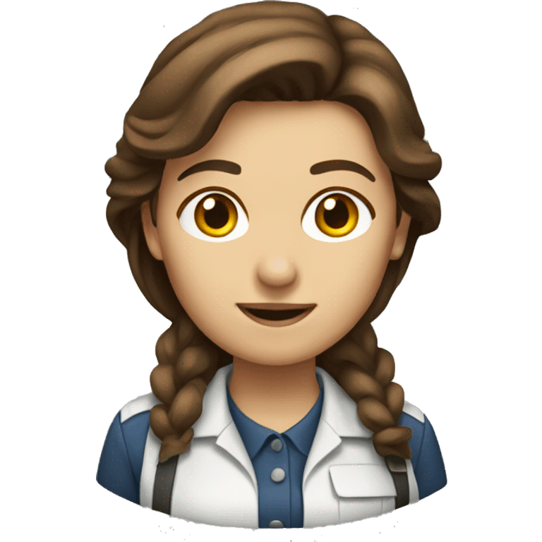 Brown hair woman engineer  emoji