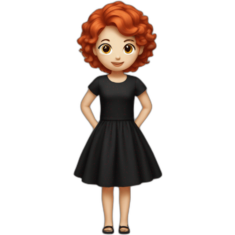 Short red hair girl dress in black emoji