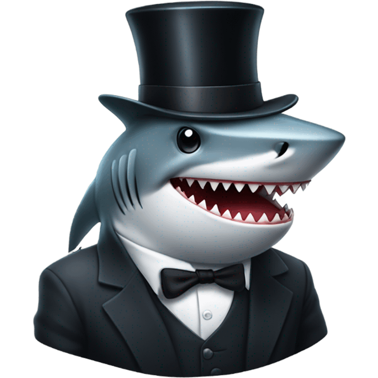 Shark with a top hat emoji