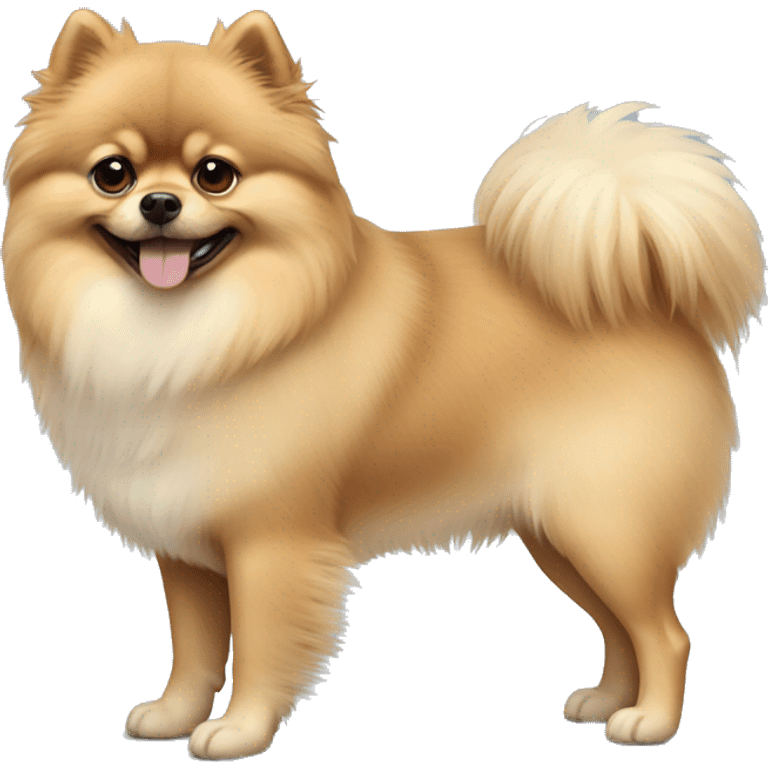 Beige Pomeranian dog full body emoji