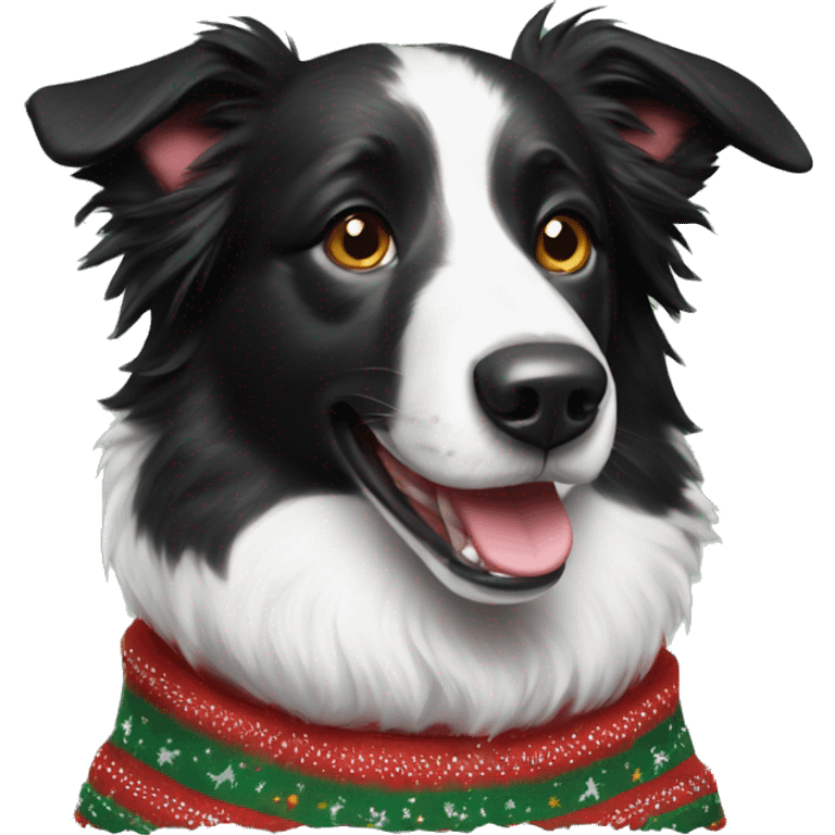 Realistic Border Collie wearing christmas Sweater emoji