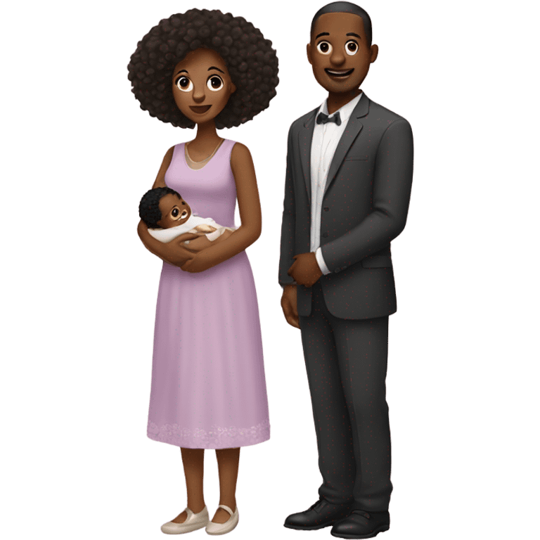 Black couple and baby girl emoji