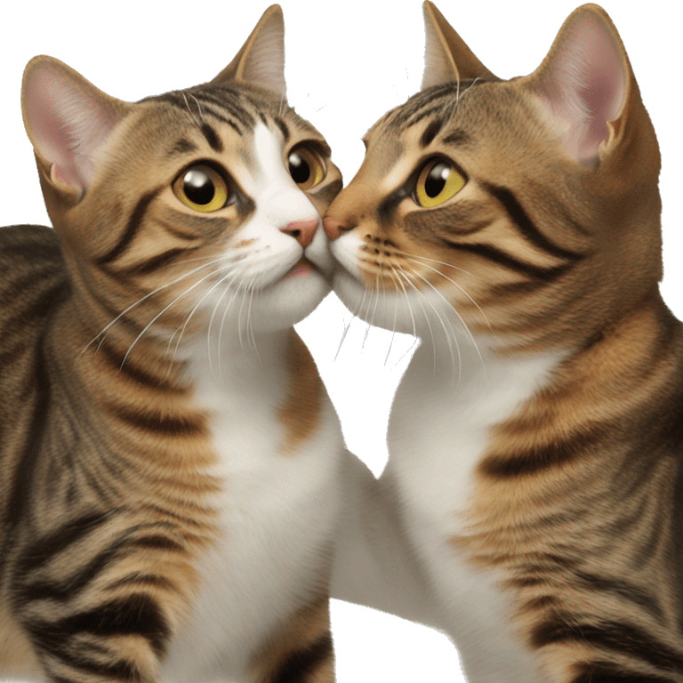 two brown tabby cat licking eachother  emoji