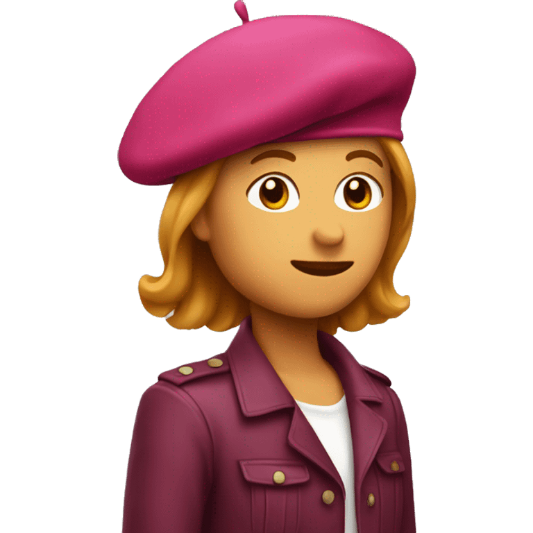 One-Raspberry colored beret hat emoji