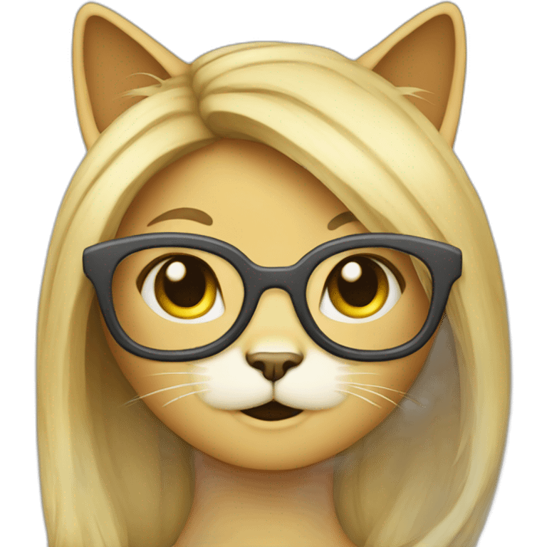 Long Blonde hair female  cat with glasses emoji