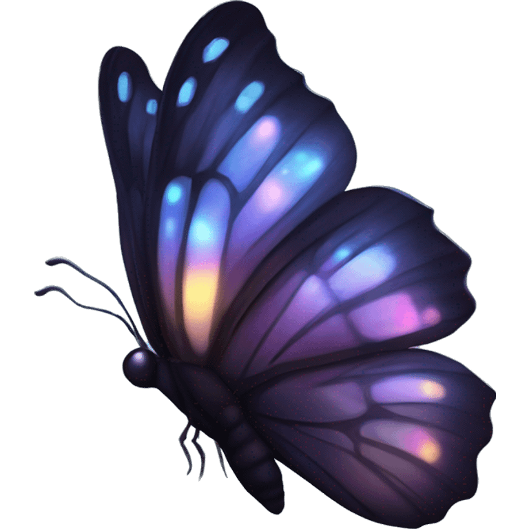 Dark iridescent butterfly glowing emoji