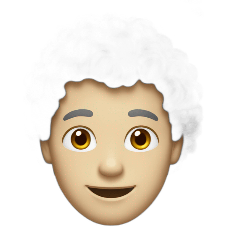 A man with white skin and curly hair and a smile emoji