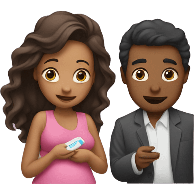 couple looking at pregnancy test emoji