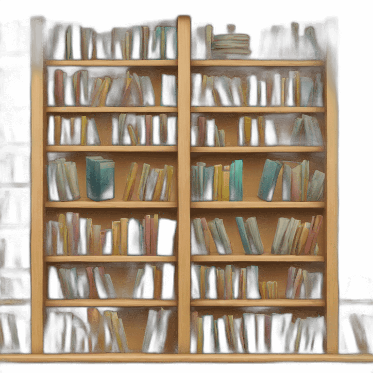 bookshelf with records books and dvds emoji