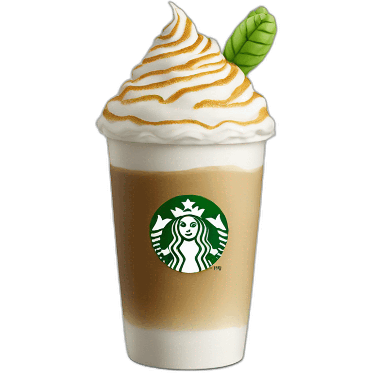 Starbuck latte coffe with caterpillar emoji