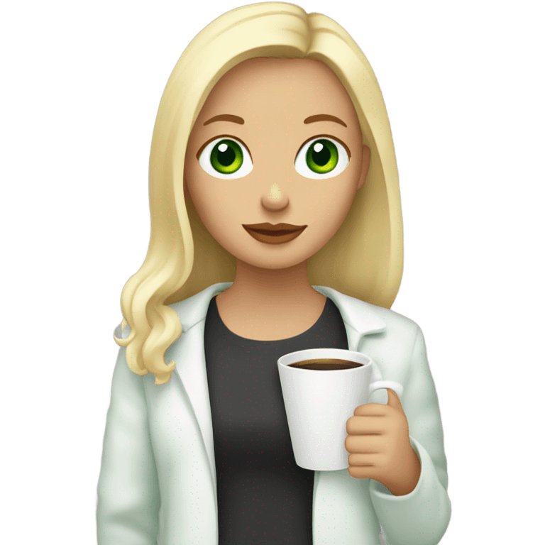 girl with green eyes blonde hair drinking coffee  emoji