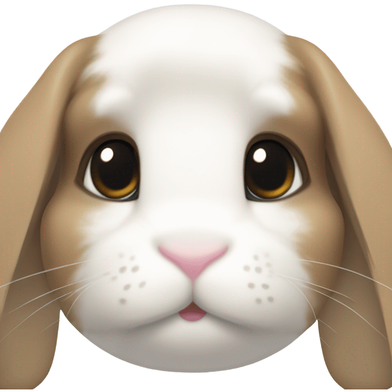 Mini lop bunny face white with patches of brown and heart shaped patch on nose  emoji