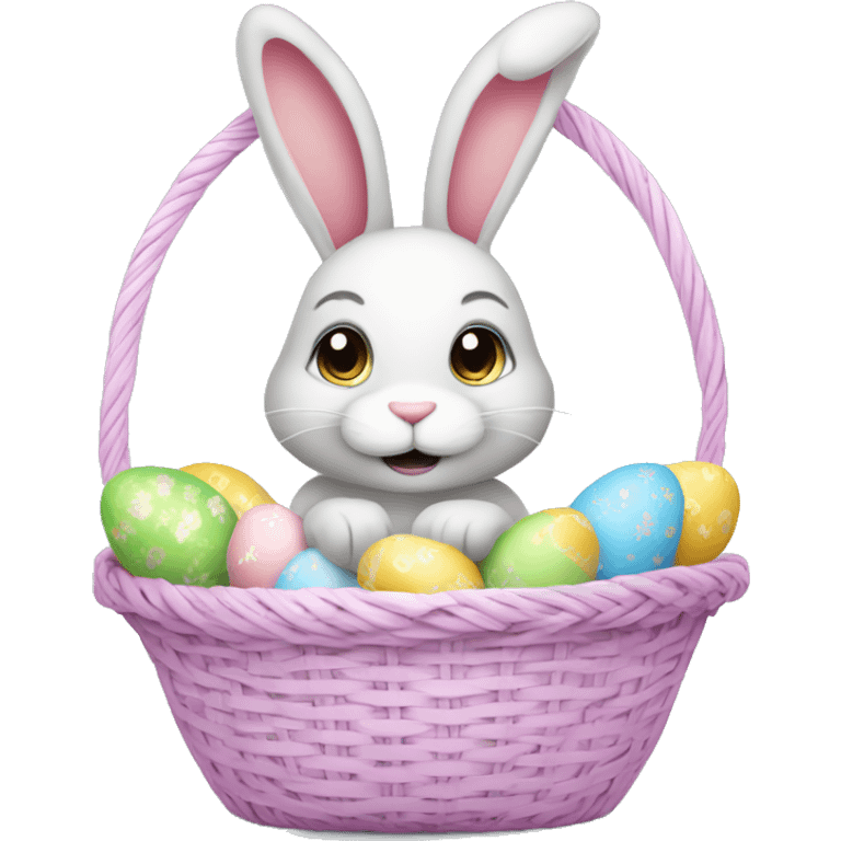 easter bunny with egg light pink basket emoji