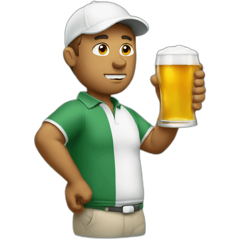 White Golfer drinks beer emoji