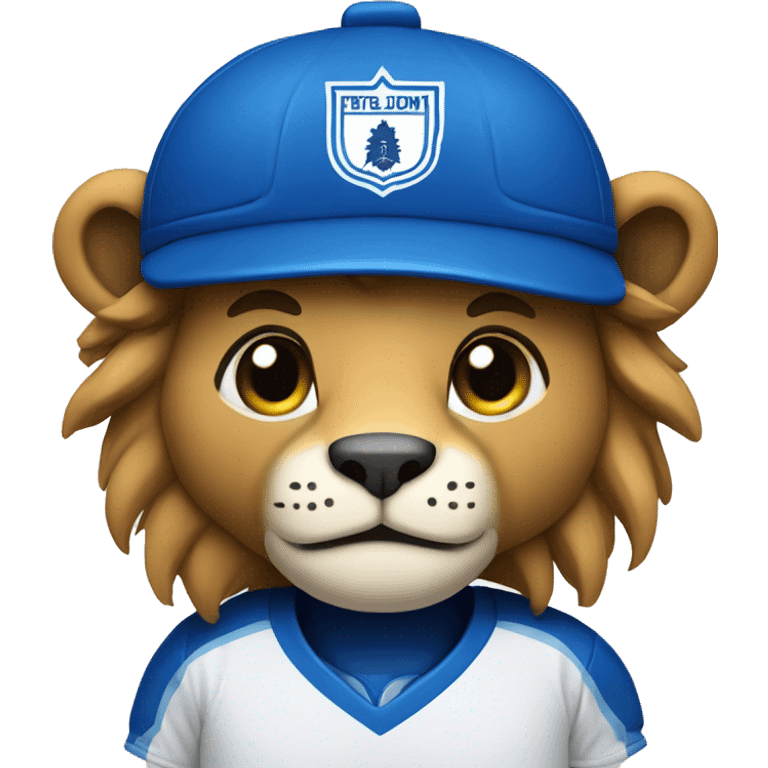 A lion in a hockey uniform in white and blue emoji