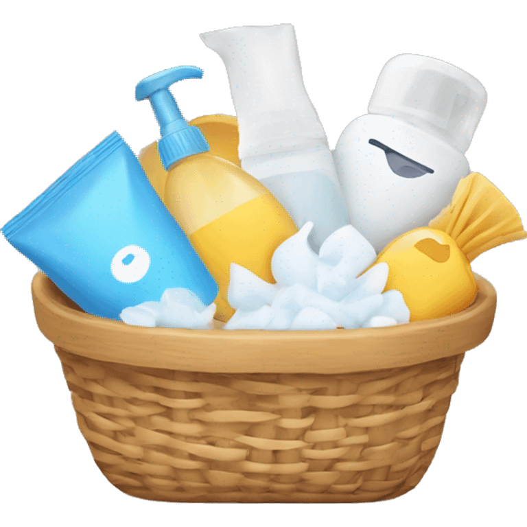 cute basket with hygiene products emoji