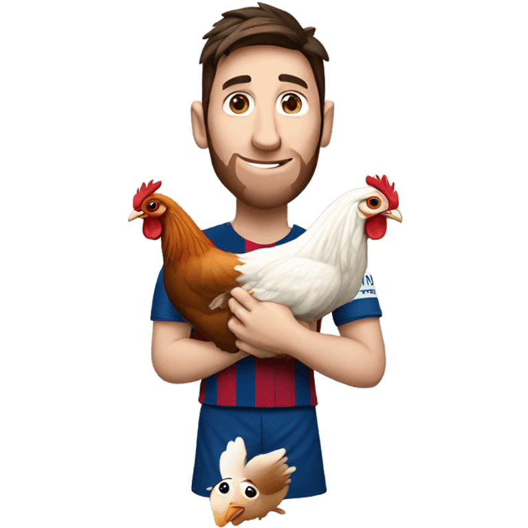 Messi holding hen emoji