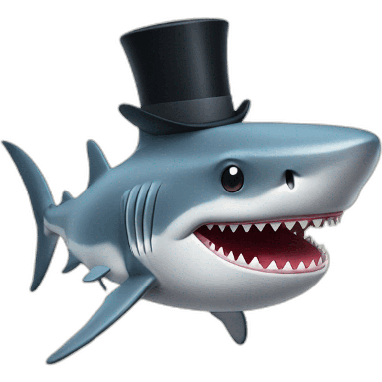 Shark with a top hat emoji