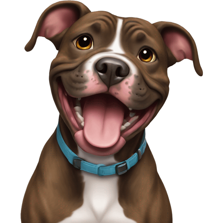 Brindle pitbull who is happy emoji