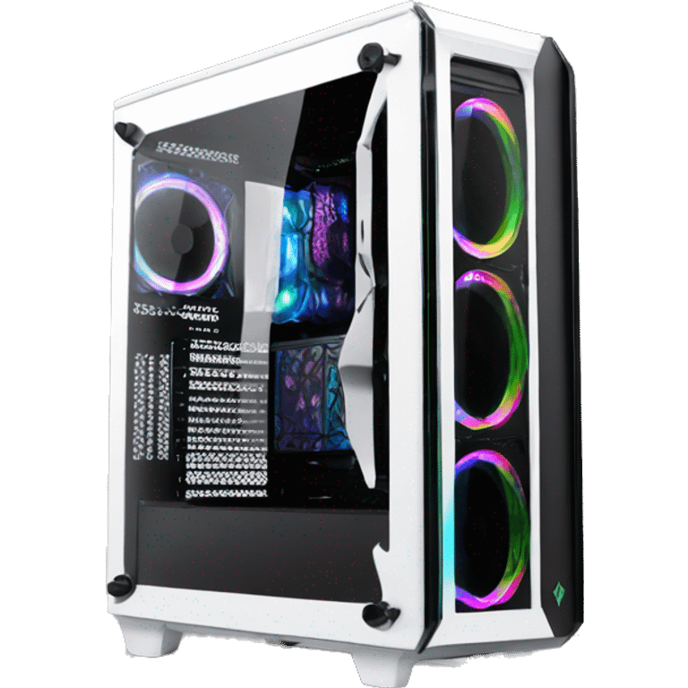 Black gaming PC RGB mid-tower case with glass side panel emoji