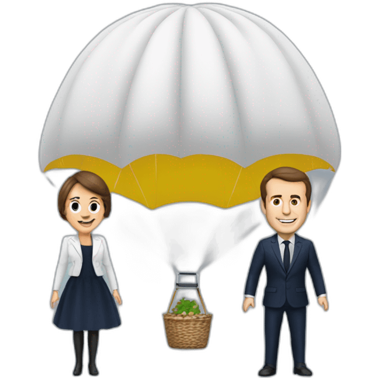 Macron en parachute avec sa femme emoji