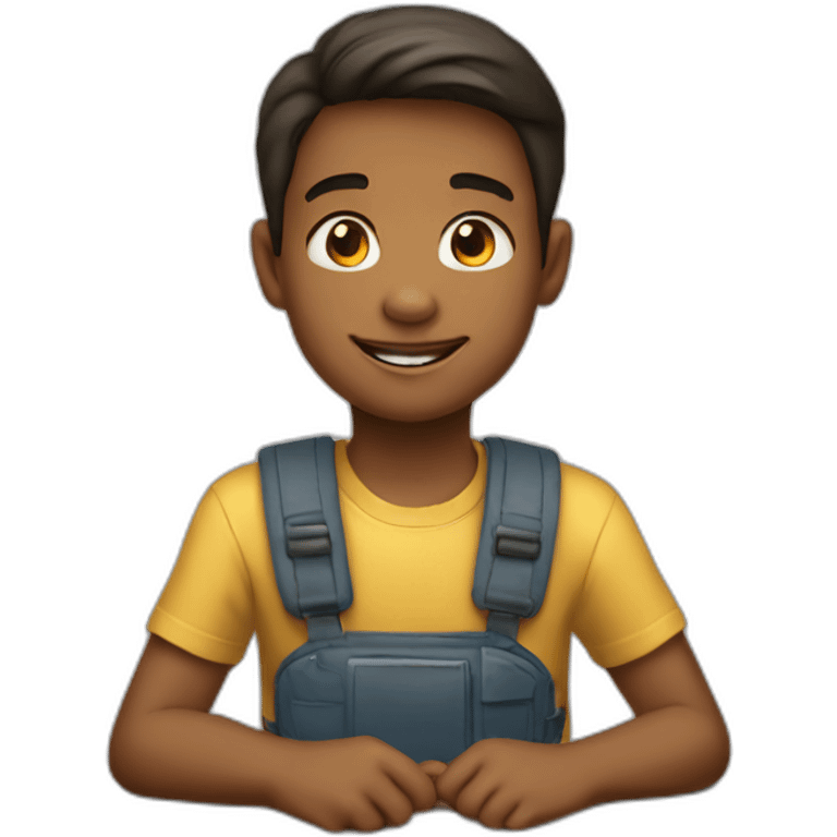 a 11 years old boy seated a emoji