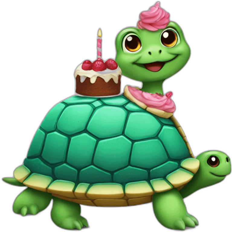 turtle with cake emoji