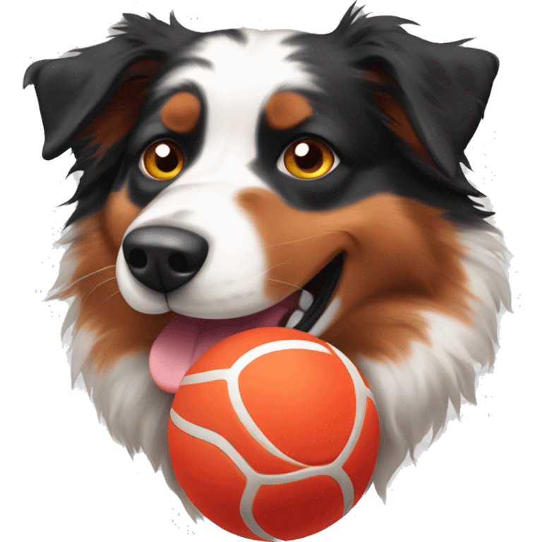 Australian shepherd red tri chasing a ball emoji