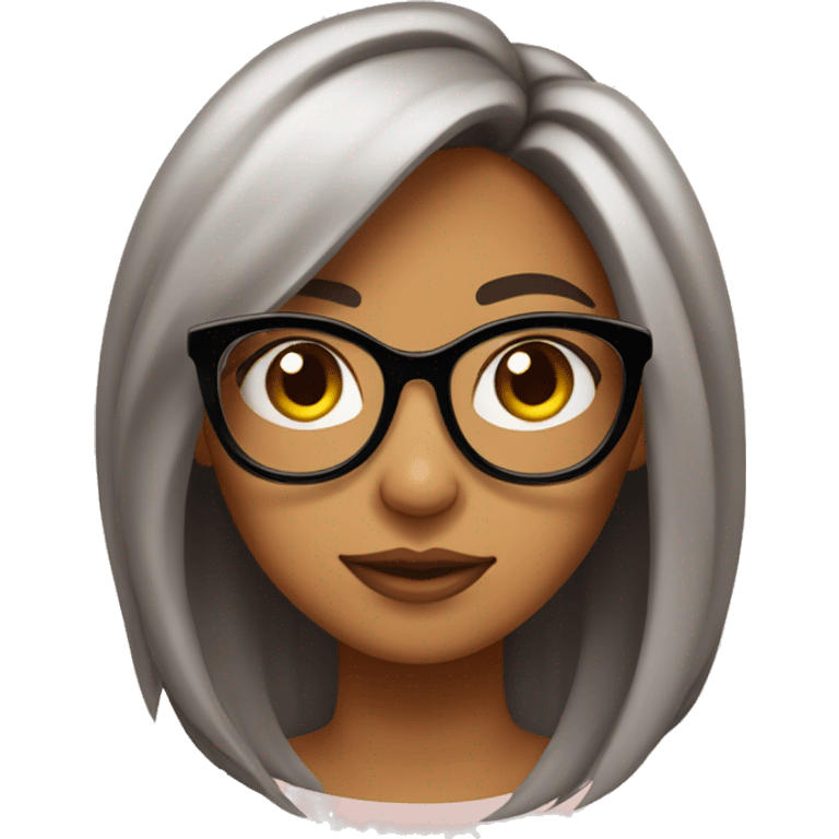 chica es medio morena con lentes cabello liso de color caramelo emoji