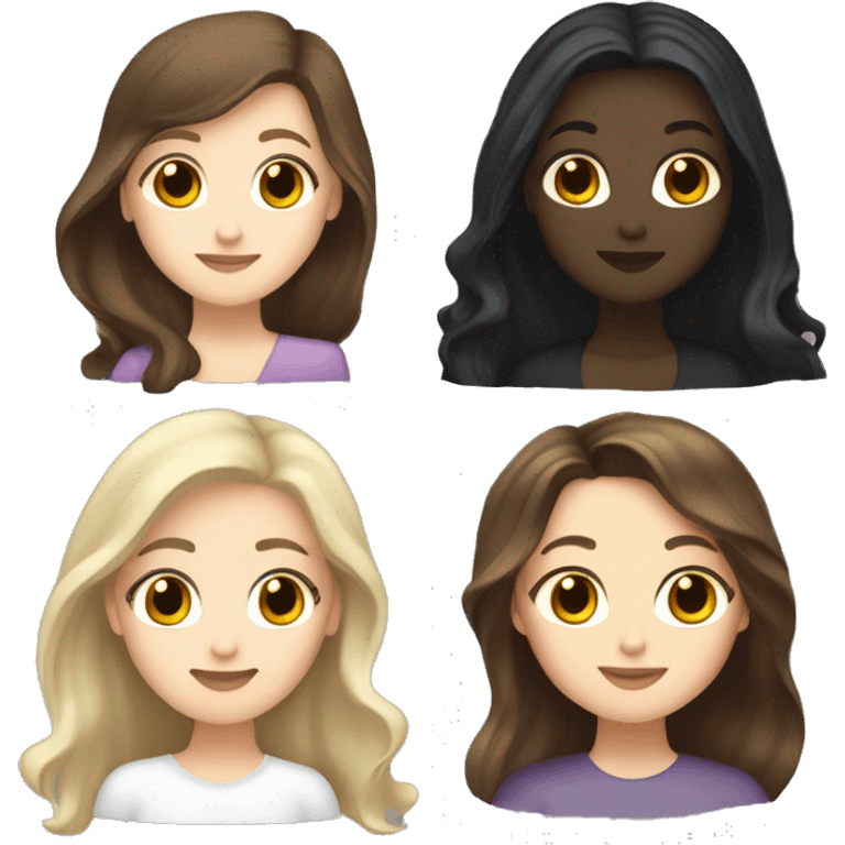 Brown hair white girl with a fat brown hair white girl and tall black hair white girl and a ghost emoji