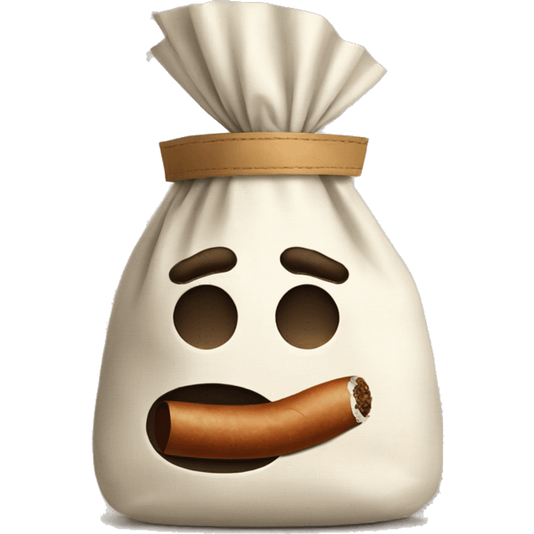 a bag of flour smokes a cigar emoji