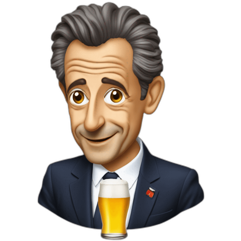 Nicolas Sarkozy qui boi une bière emoji