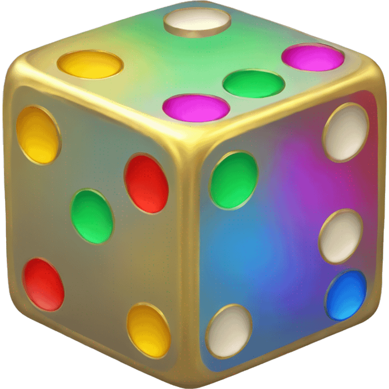 gold rainbow dice. emoji