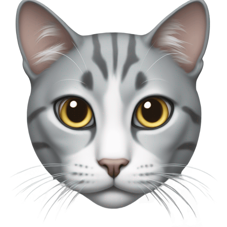 realistic grey and white cat gazing forward  emoji