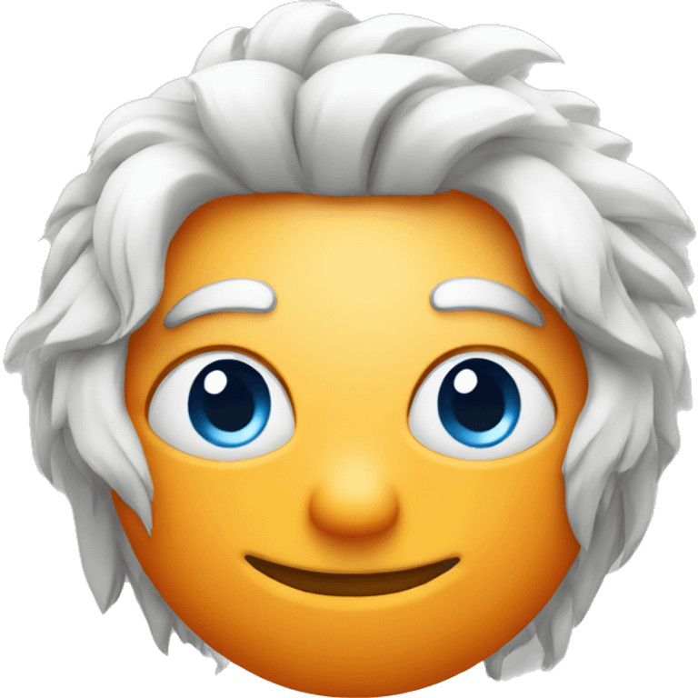 orange smiley face with white hair and blue eyes emoji