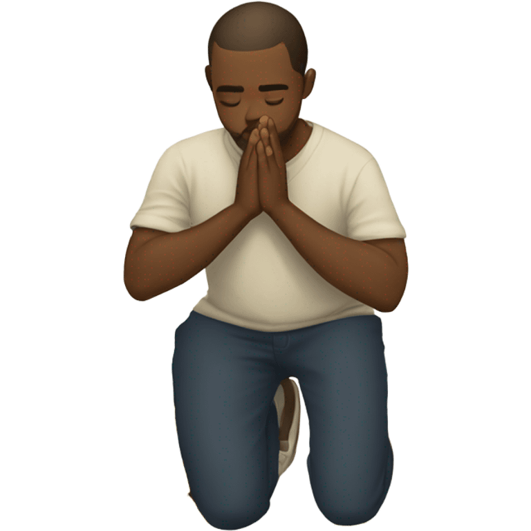 Guy on his knees looking up while praying emoji