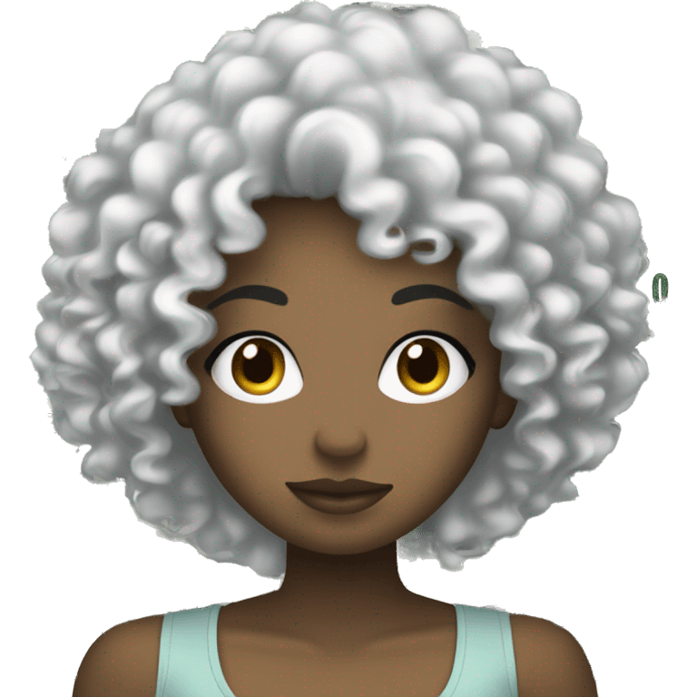 White curly hair black girl and dollars emoji